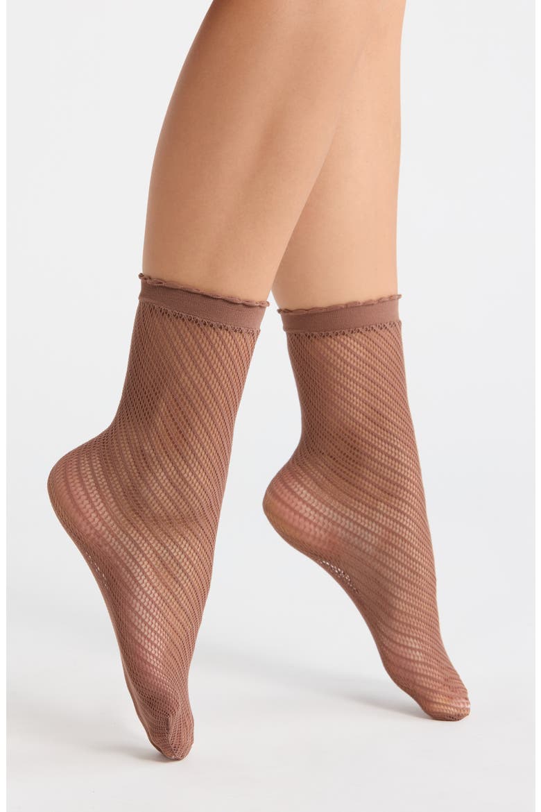 Openwork Anklet Socks, Main, color, MOCHA BISQUE