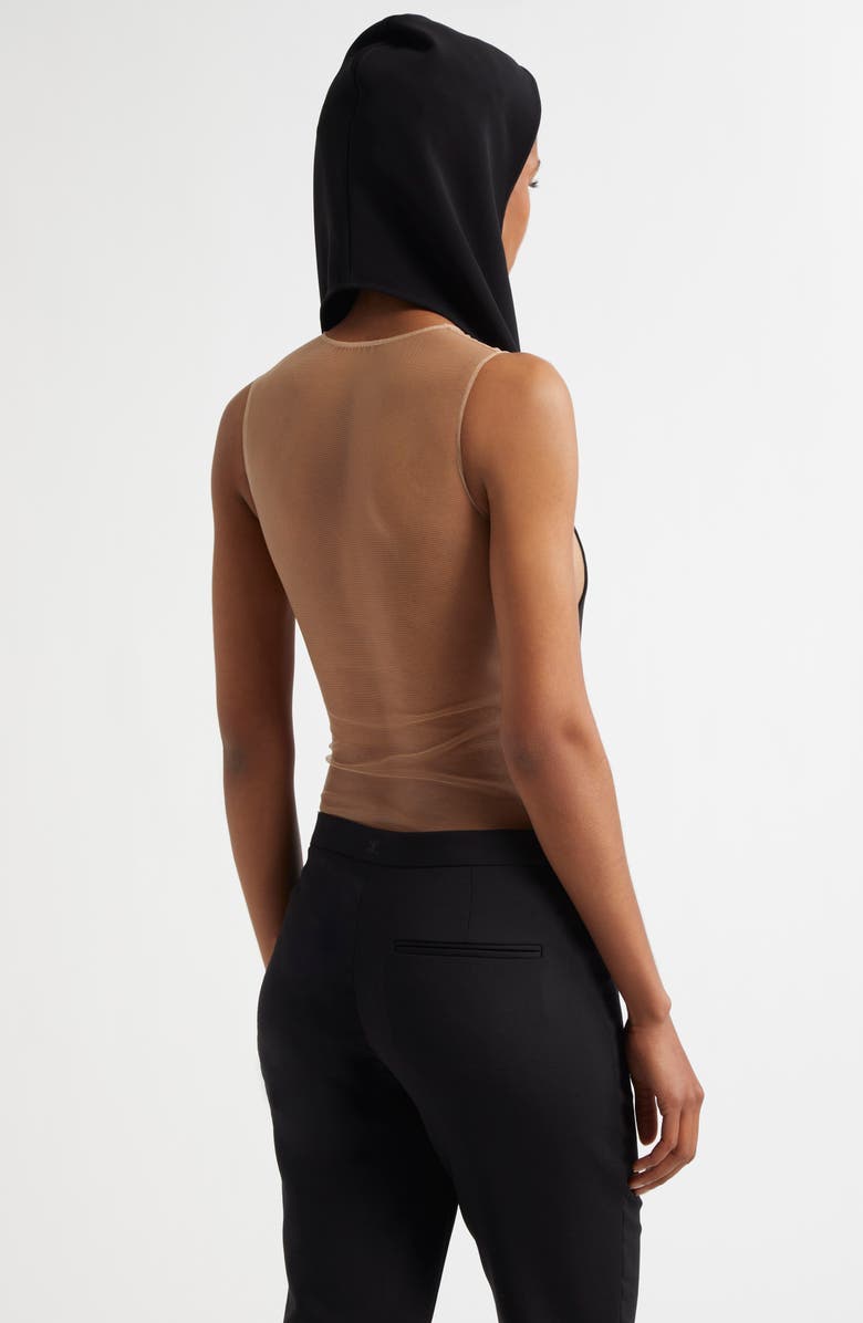 Courrèges Frame Illusion Inset Hooded Bodysuit, Alternate, color, 