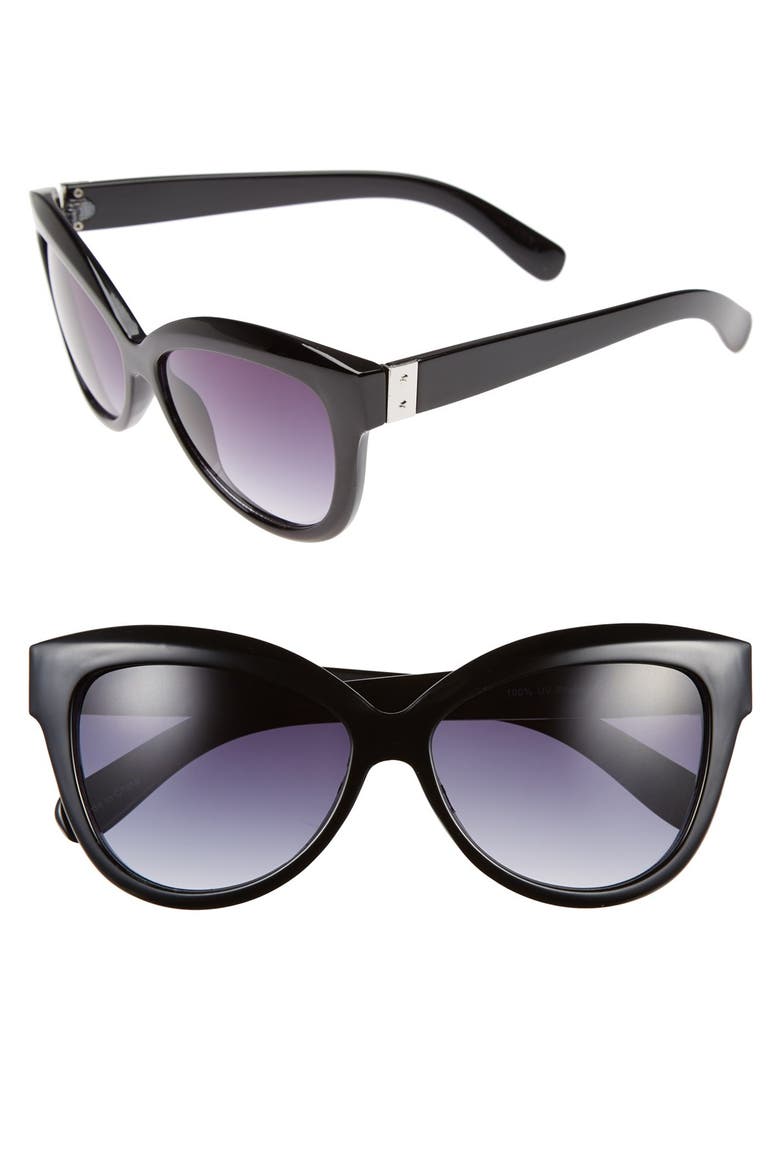 60mm Round Sunglasses, Main, color, BLACK