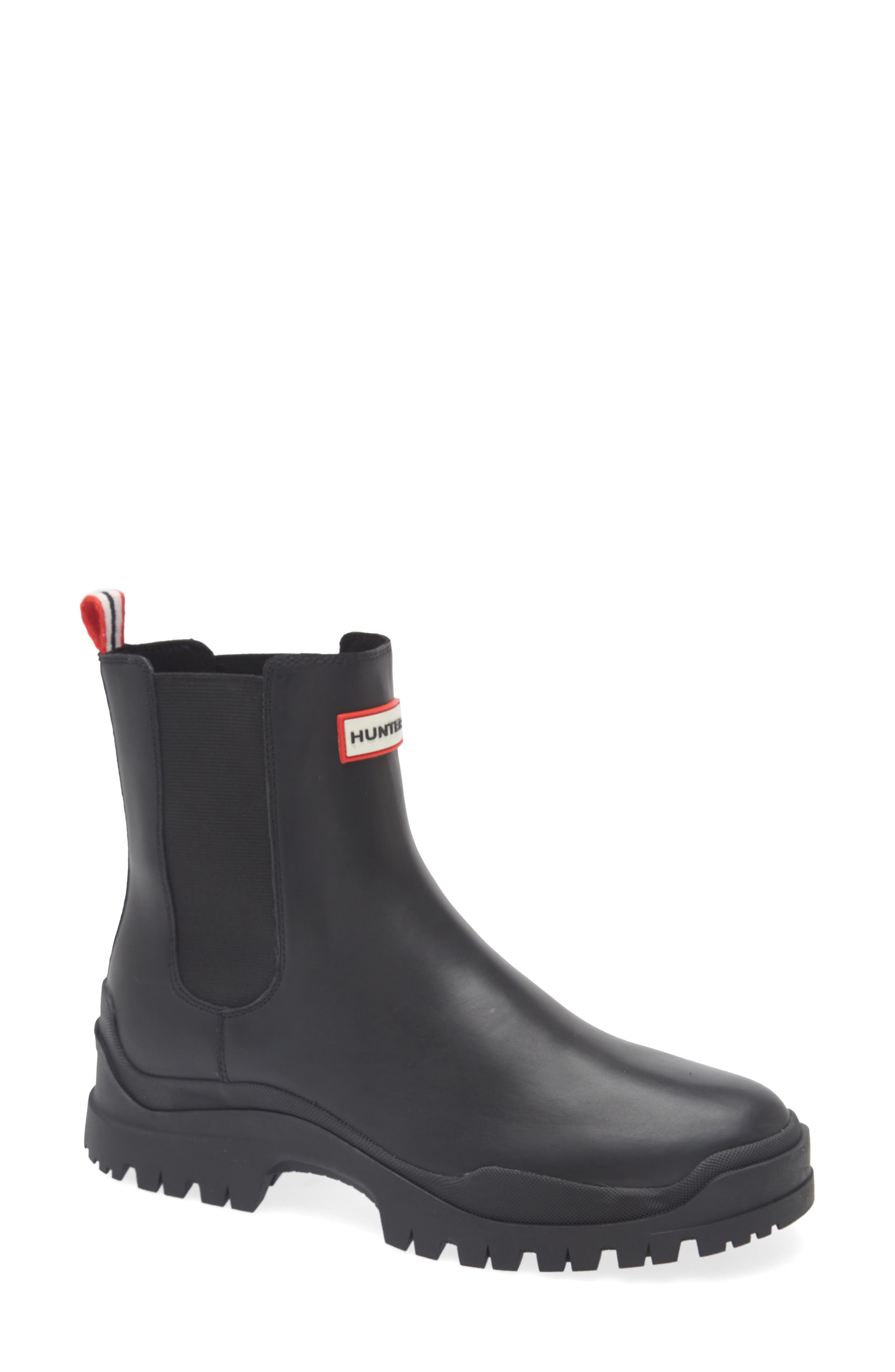 Hunter Winica Waterproof Leather Chelsea Boot, Main, color, 