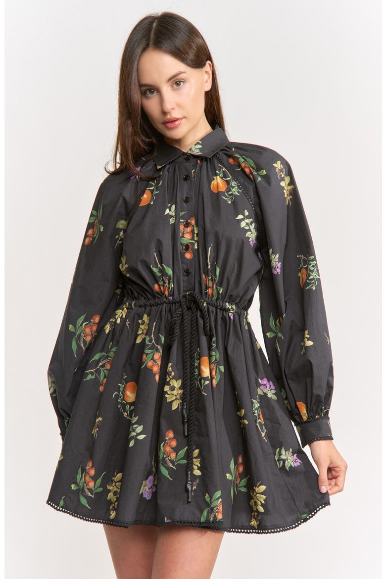 Kristie Long Sleeve Cotton Shirtdress, Alternate, color, BLACK MULTI