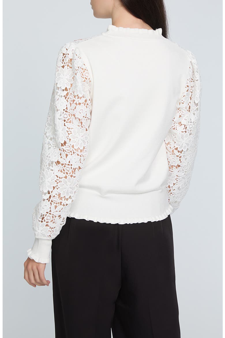 The Felicity Floral Lace Detail Sweater, Alternate, color, SKY WHITE