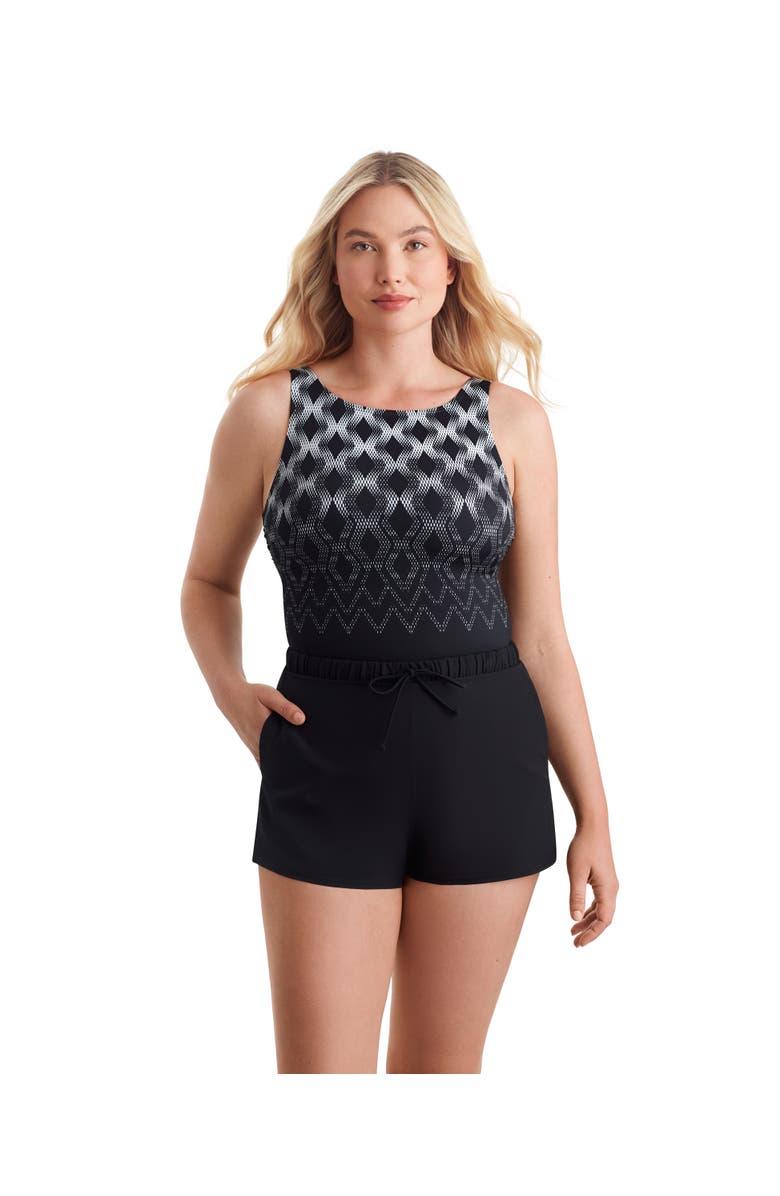 ShapeSolver Sport Scoopneck Runaround Chlorine Resistant One-Piece Swimsuit, Main, color, Linked Up