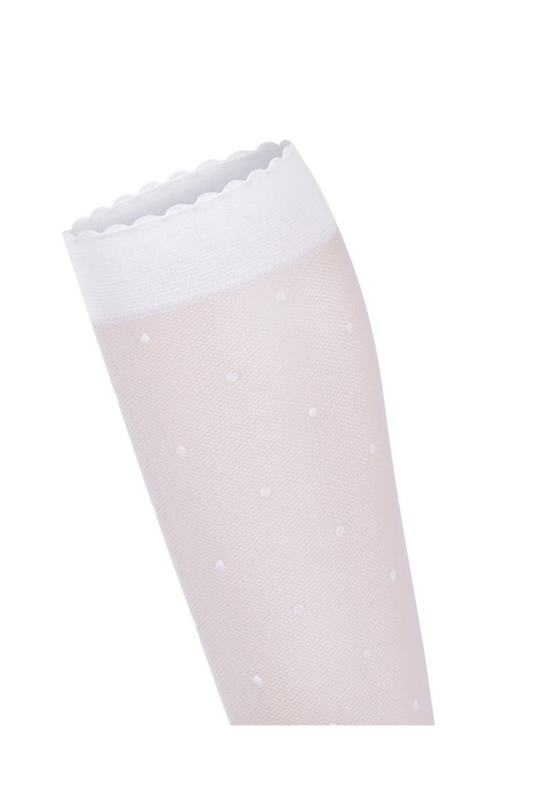 Dot 15 Denier Sheer Knee High Socks, Alternate, color, White