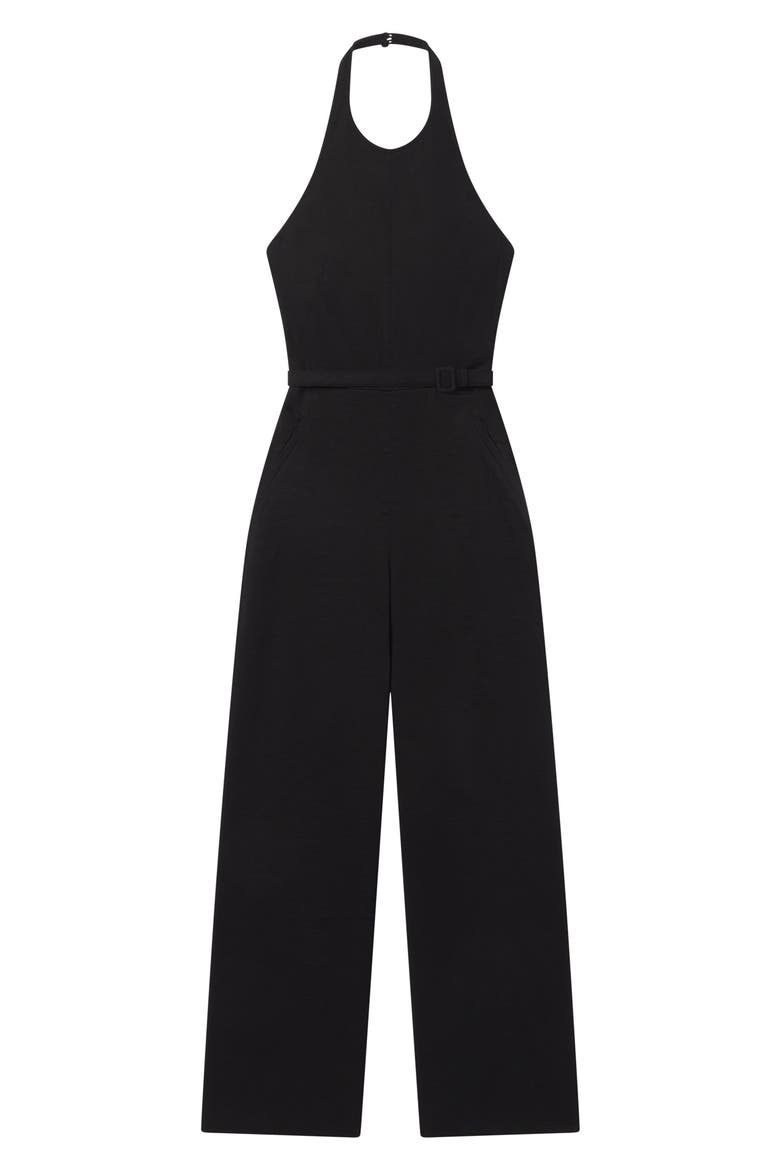 Sylvie Halter Neck Jumpsuit, Alternate, color, BLACK