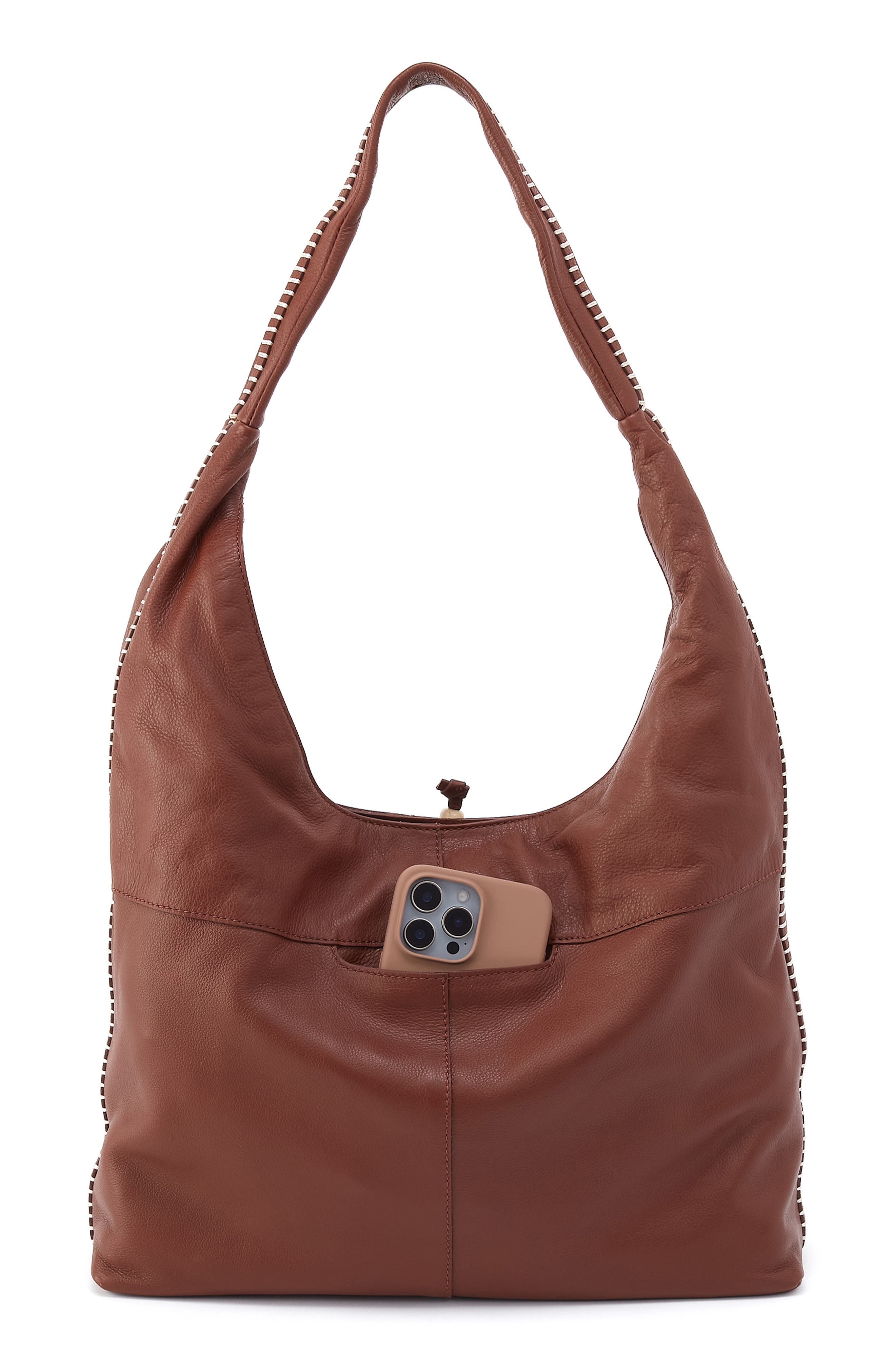 La Jolla Leather Hobo Bag, Alternate, color, COCOA BEAN