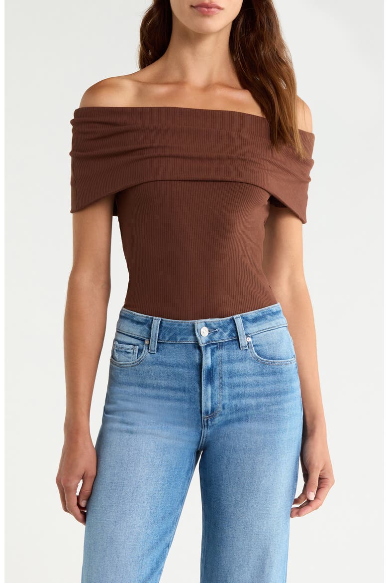 Rosarita Rib Knit Off-the-Shoulder Top, Main, color, OAK