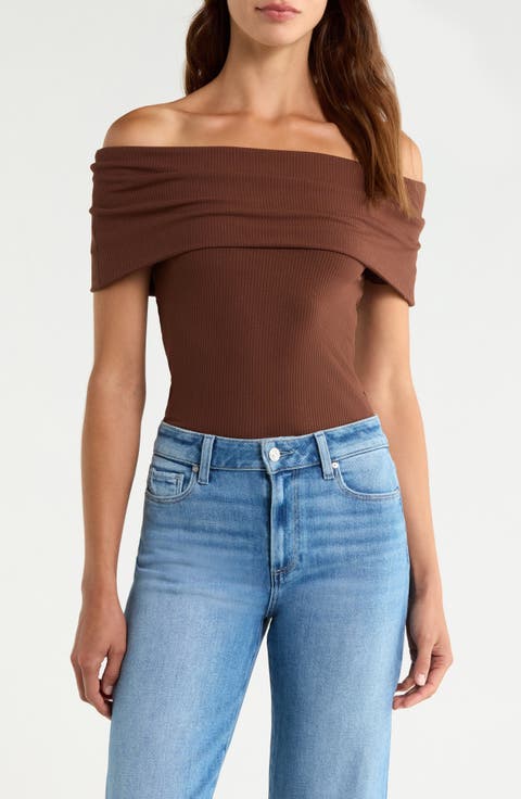 Rosarita Rib Knit Off-the-Shoulder Top