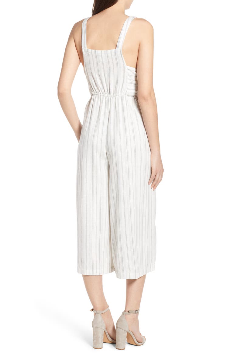 Stripe Tie Front Jumpsuit, Alternate, color, IVORY VERIGATED STRIPE