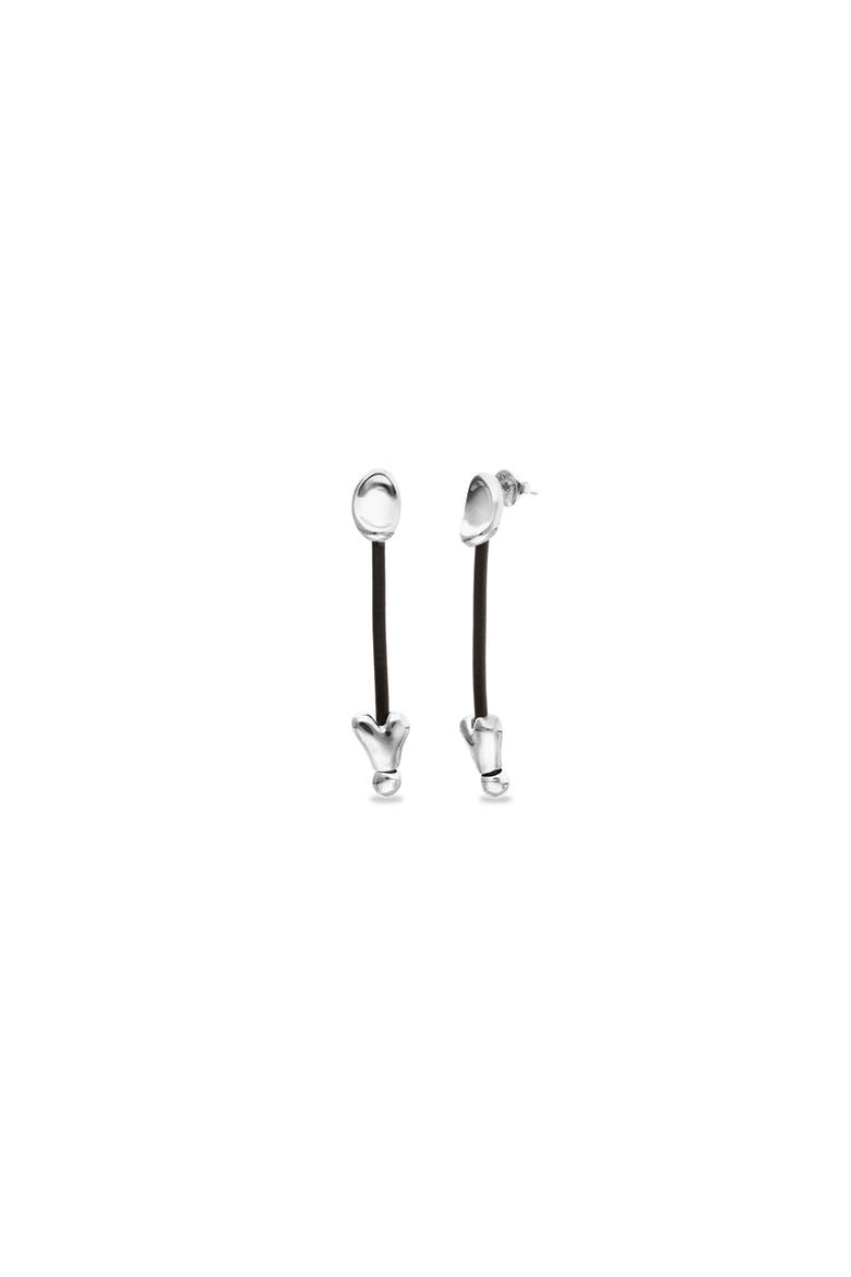 Long Leather Earrings With Sterling Silver Plating, Main, color, Silver