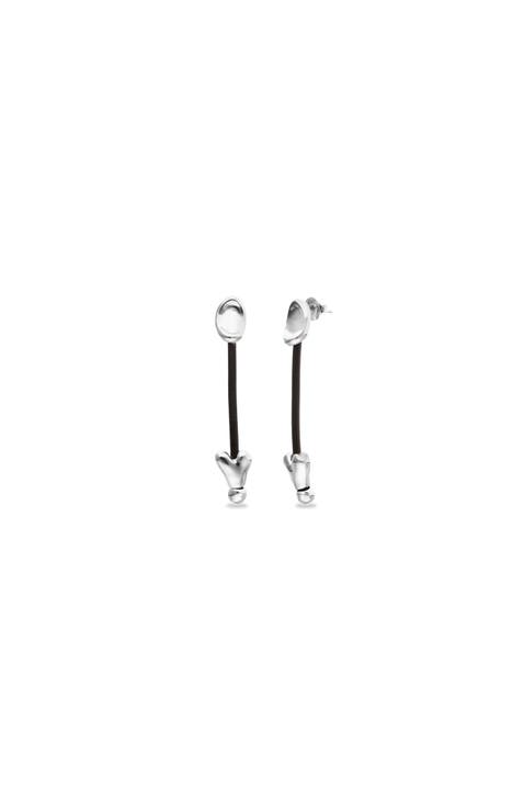 Long Leather Earrings With Sterling Silver Plating