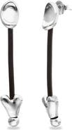 UNODE50 Long Leather Earrings With Sterling Silver Plating