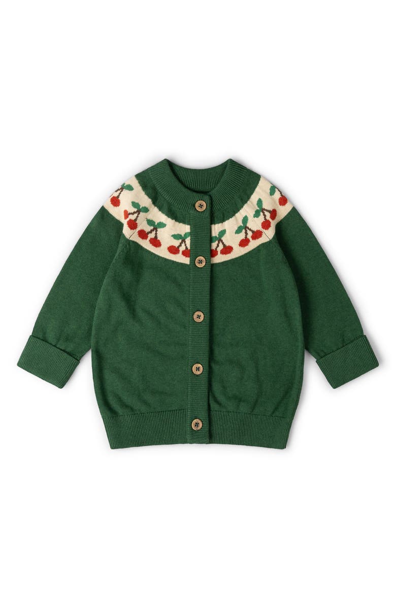 Little Green Radicals Kids' Little Cherry Organic Cotton Knit Cardigan, Main, color, Green