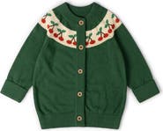 Little Green Radicals Kids' Little Cherry Organic Cotton Knit Cardigan