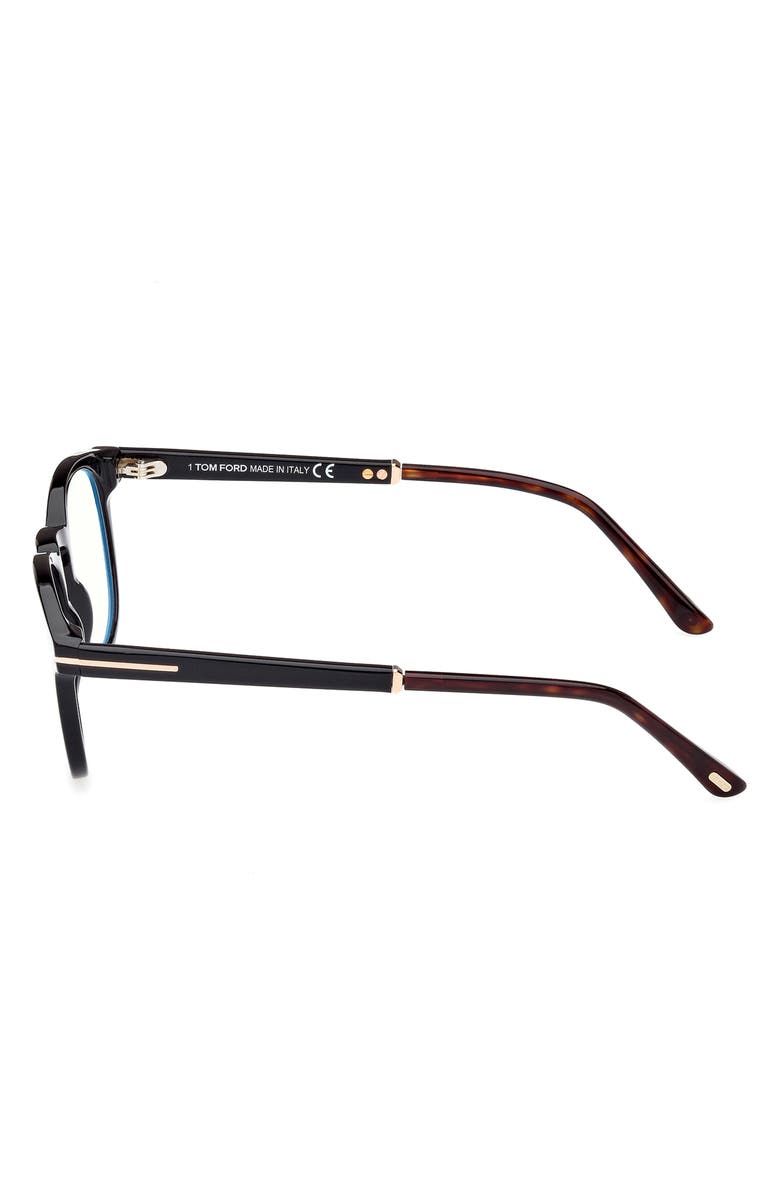 TOM FORD 49mm Round Blue Light Blocking Optical Glasses, Alternate, color, 