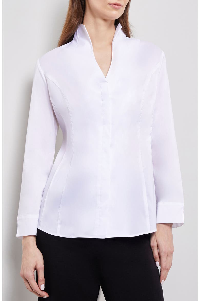 Stand Collar Button-Up Shirt, Main, color, WHITE