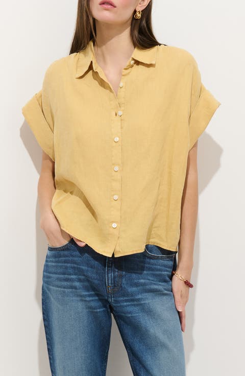 Maddie Linen Short Sleeve Button-Up Shirt