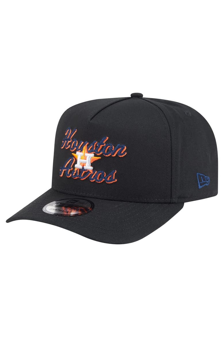 Men's New Era Black Houston Astros Chainstitch 9FIFTY A-Frame Snapback Hat, Main, color, Black