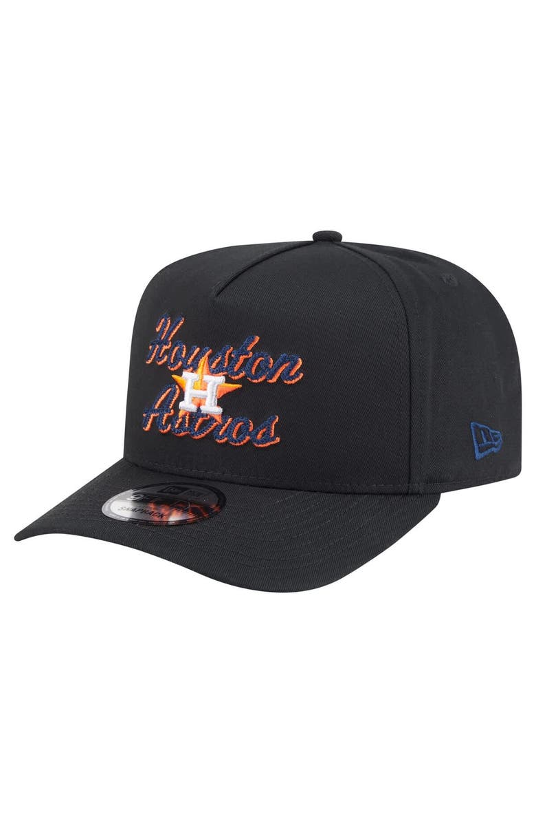 New Era Men's New Era Black Houston Astros Chainstitch 9FIFTY A-Frame Snapback Hat, Main, color, Black
