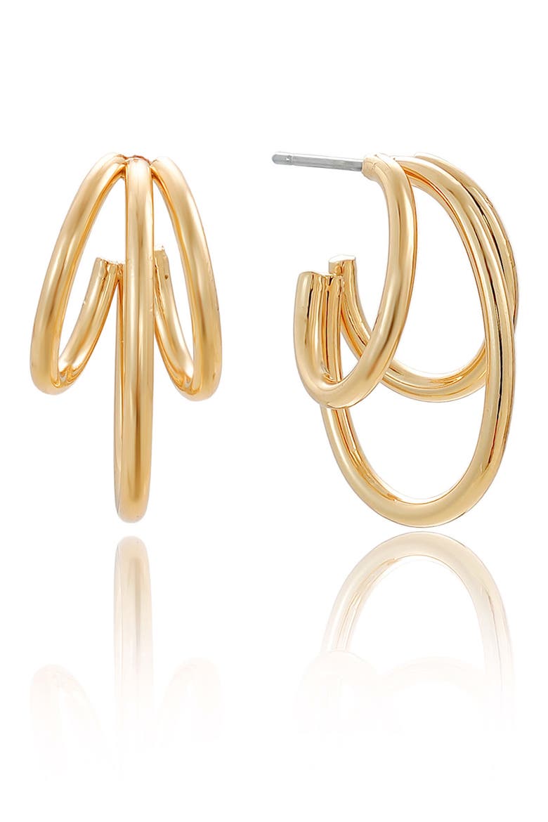 Triple Bar Hoop Earrings, Main, color, GOLD