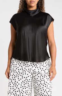 Cowl Neck Scarf Detail Satin Top