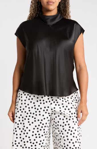 Cowl Neck Scarf Detail Satin Top