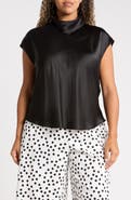 Renee C Cowl Neck Scarf Detail Satin Top