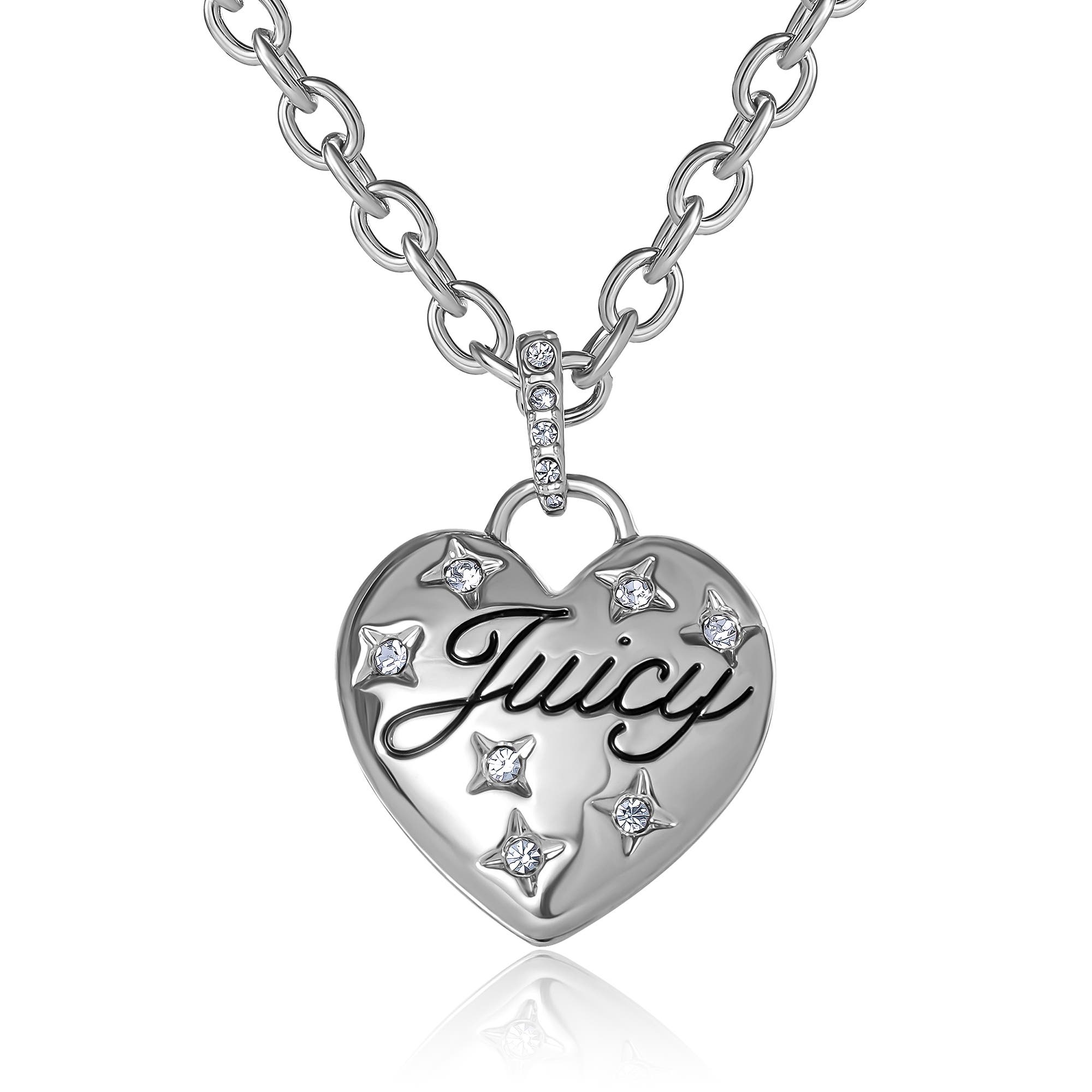 Juicy Couture Silver-Tone Heart Pendant Necklace 