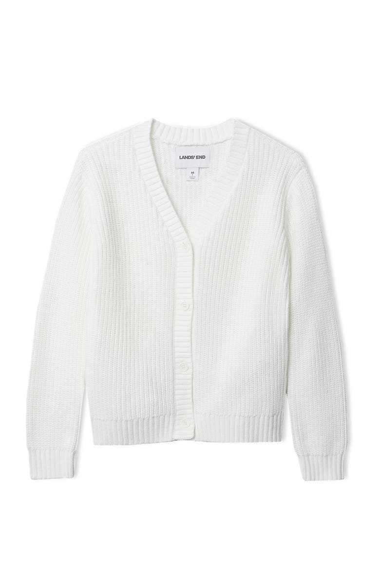 Lands' End Girls Plus Button Front Knit Cardigan, Main, color, Ivory