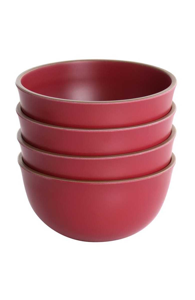 Gibson Home Rockabye 4 Piece Melamine Cereal Bowl Set, Alternate, color, Dark Pink