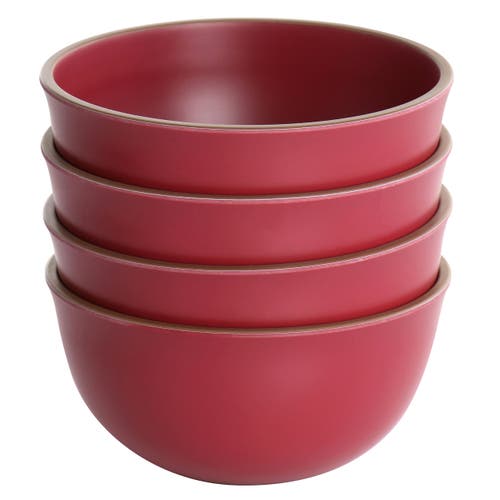 Gibson Home Rockabye 4 Piece Melamine Cereal Bowl Set In Red