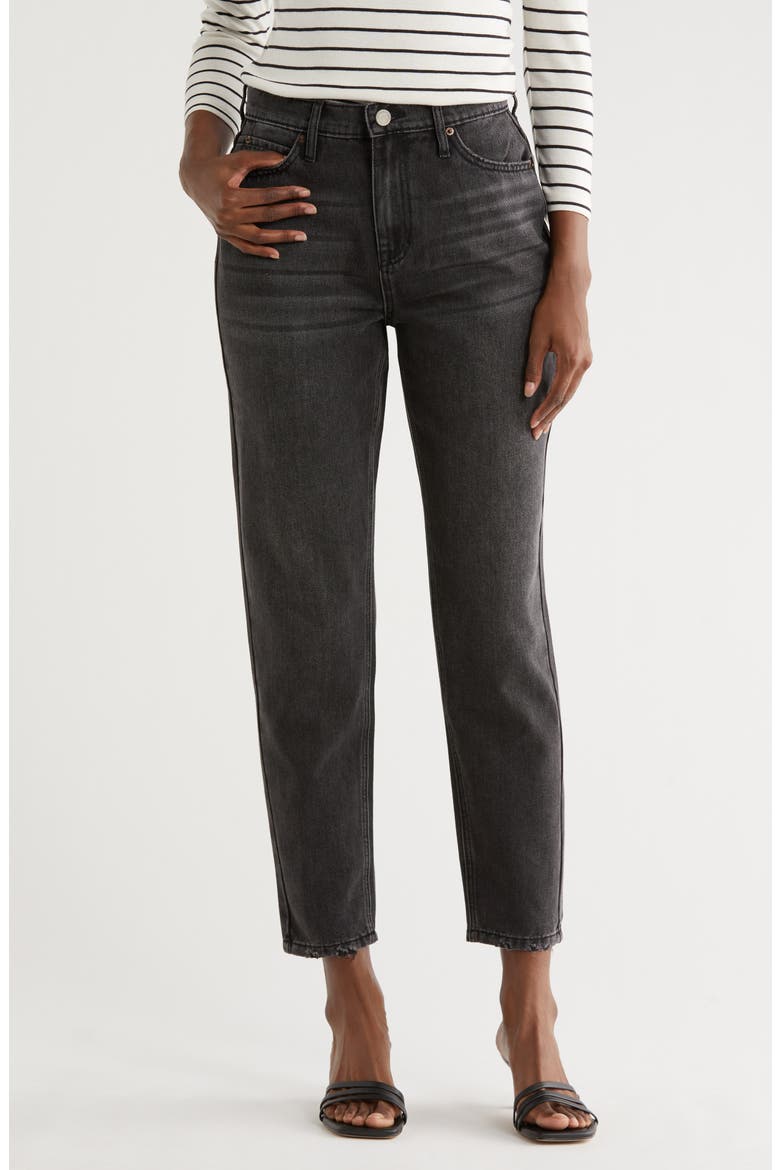High Waist Tapered Jeans, Main, color, BLACK