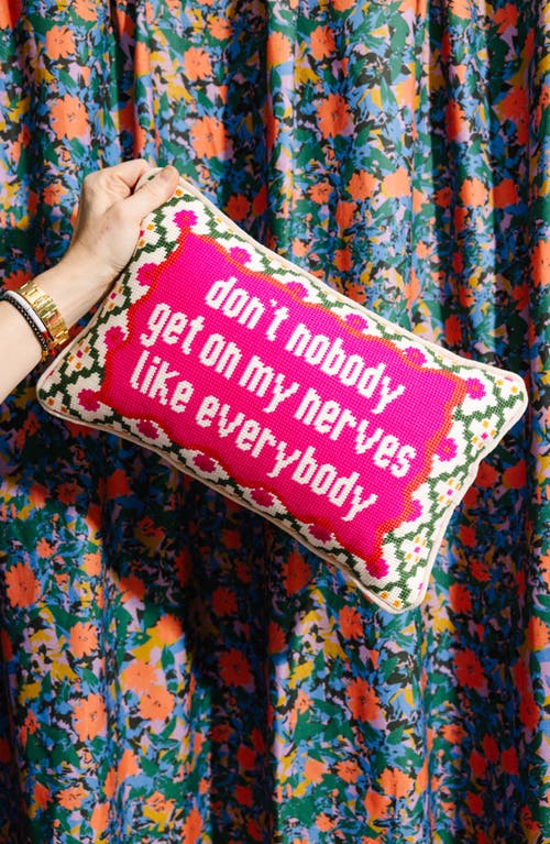 Furbish Get On My Nerves Needlepoint Pillow In Multi