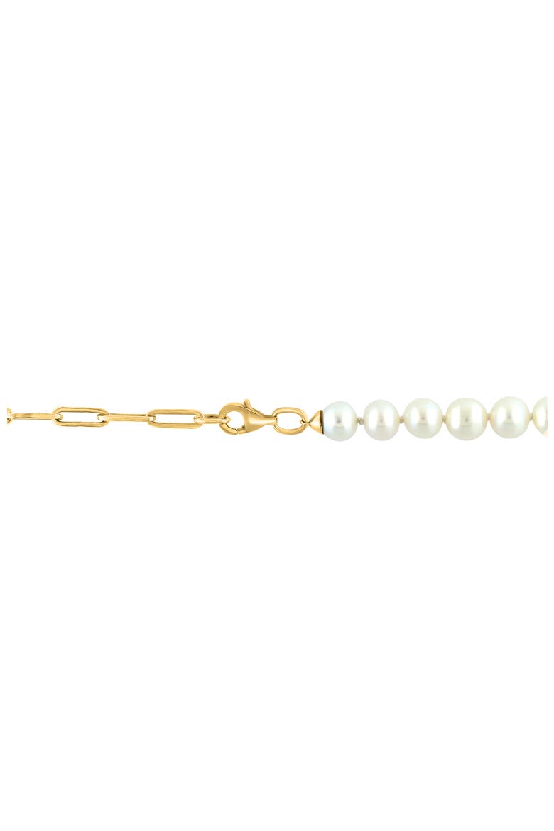 14K Yellow Gold Diamond Fresh Water Pearl Paperclip Link Necklace, Alternate, color, 14K Gold