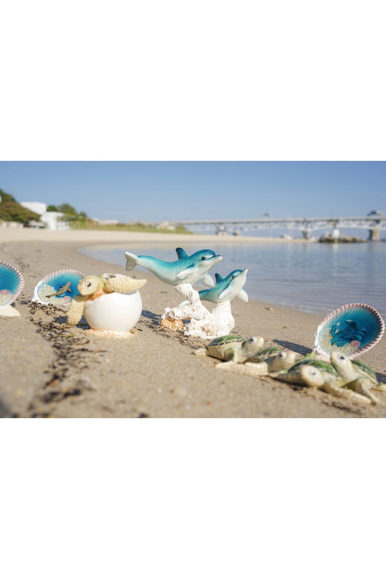 Shark In Seashell Figurine, Alternate, color, Gray