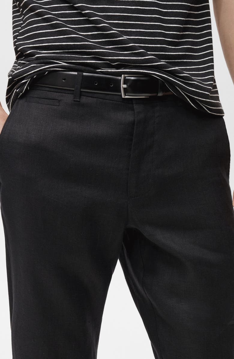 MANGO Slim Fit Linen Pants, Alternate, color, Black