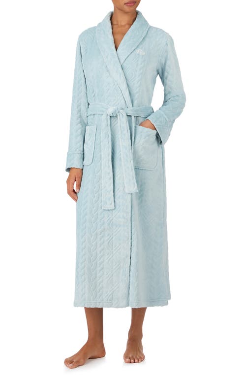Ralph Lauren Lauren Fleece Monogram Robe In Blue
