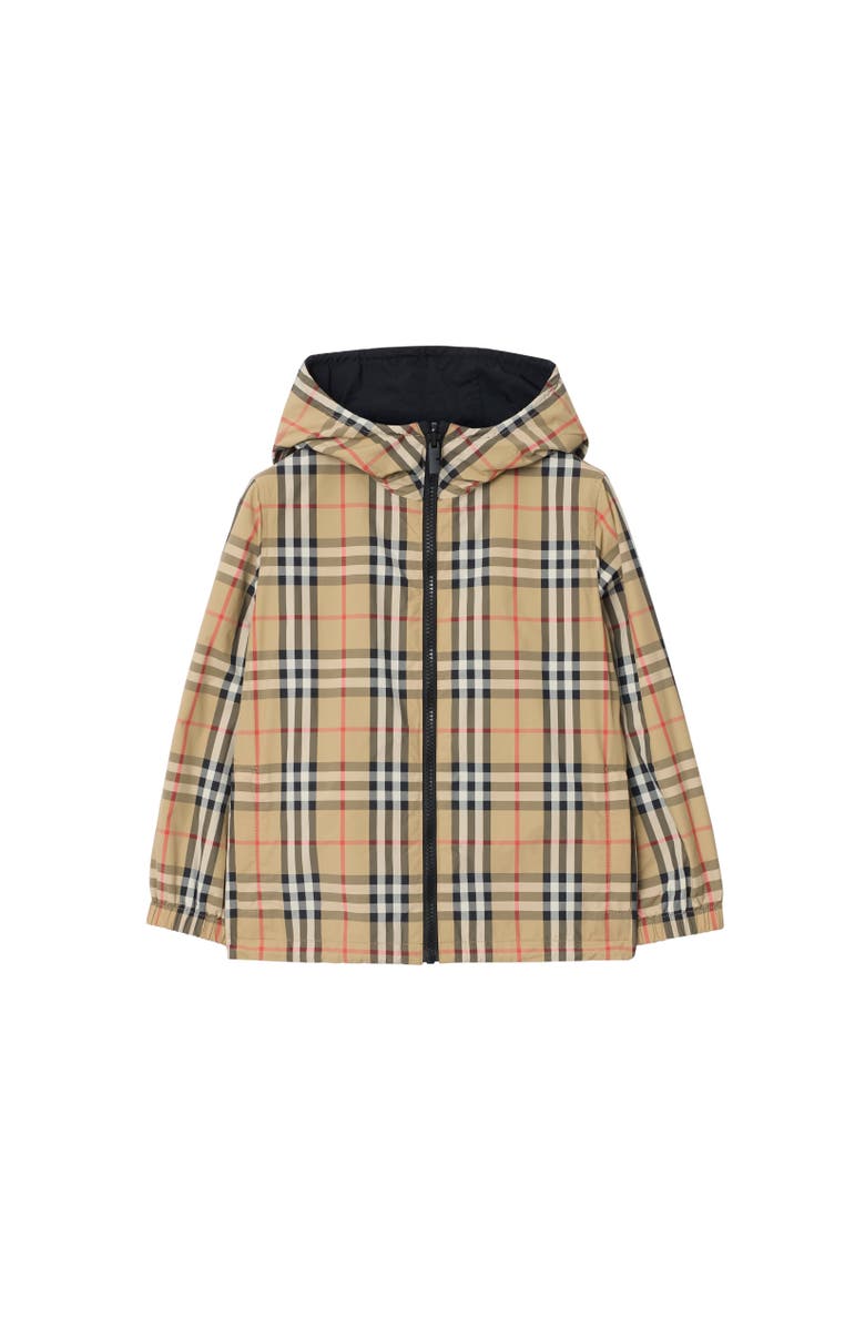 Burberry Reversible Check Hooded Jacket, Alternate, color, Sand Beige