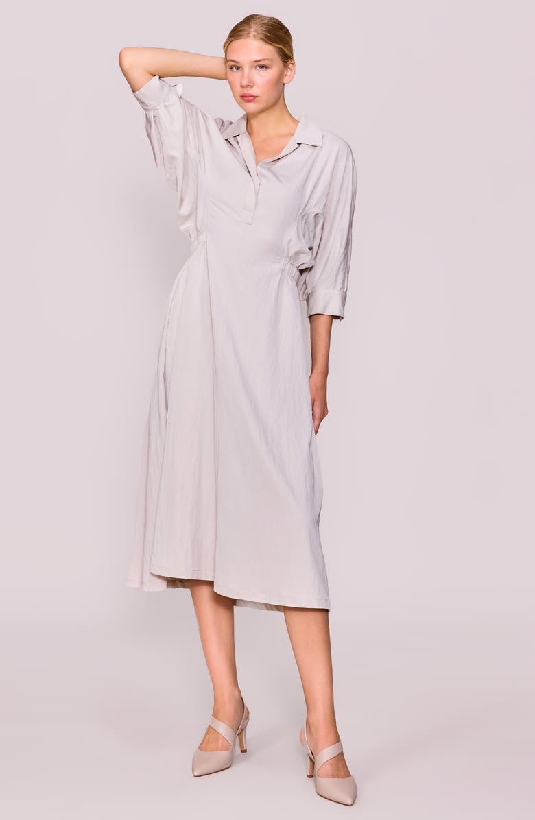 MELLODAY Open Collar Shirtdress, Alternate, color, Light Stone