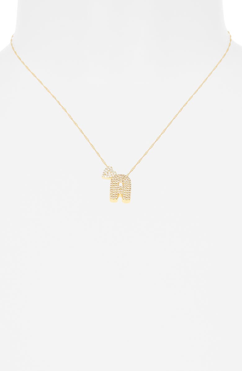 Leith Cubic Zirconia Heart & Bubble Initial Pendant Necklace, Alternate, color, A- Clear- Gold
