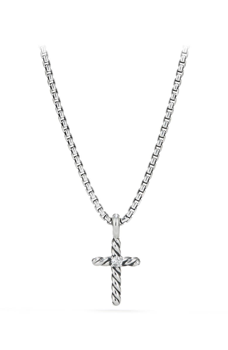 David Yurman Cable Collectibles<sup>®</sup> Kids' Cross Necklace with Diamonds, Main, color, Diamond