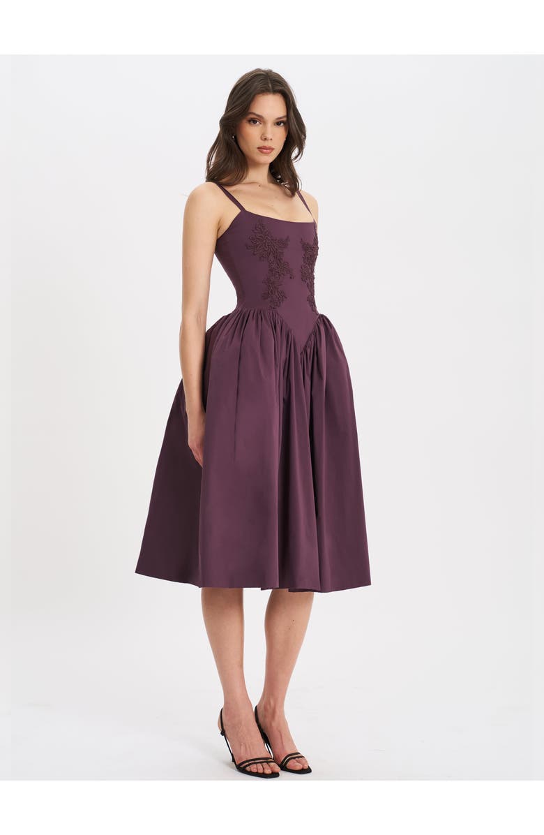 Miss Circle Oakleigh Cotton Lace-up Back Midi Dress, Alternate, color, Dark Brown