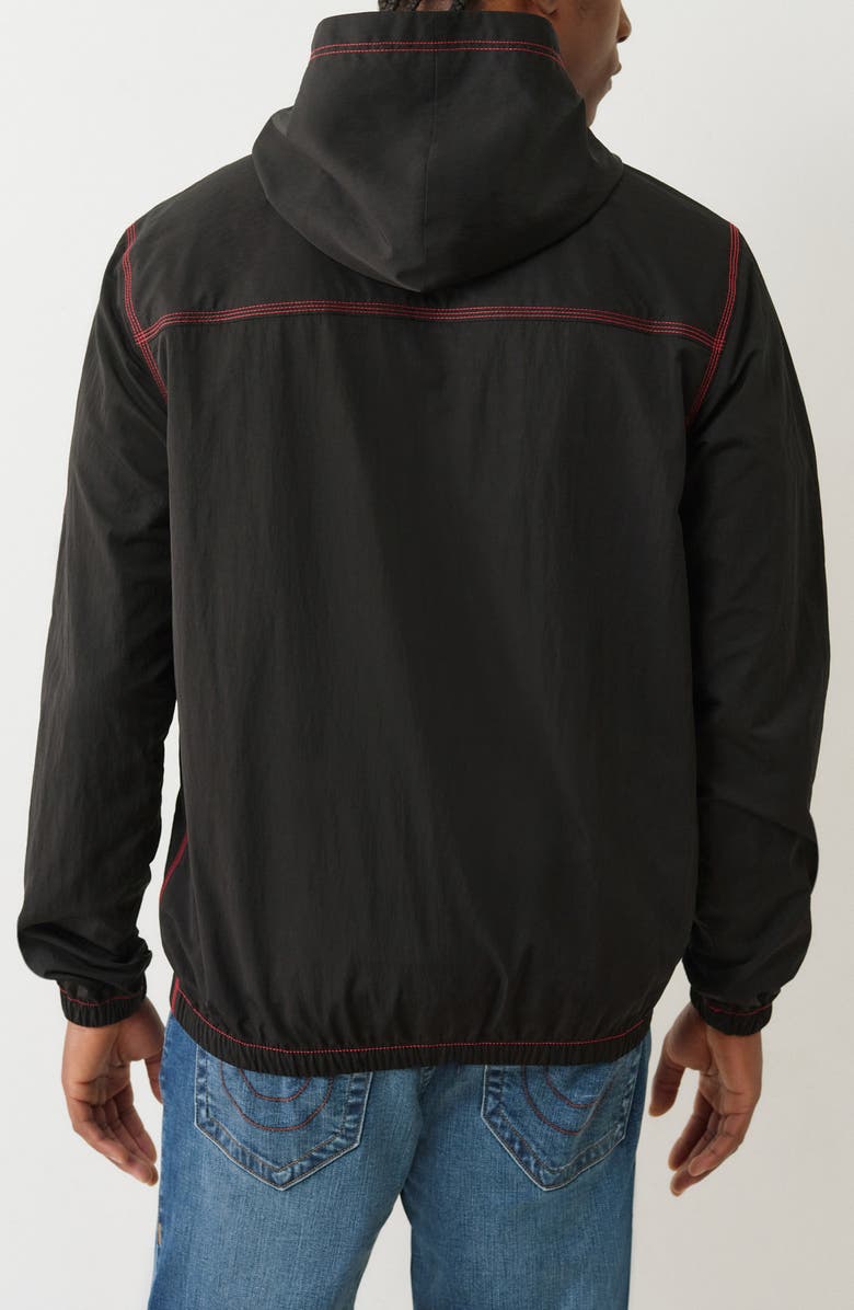 True Religion Triple Needle Contrast Hoodie, Alternate, color, Jet Black