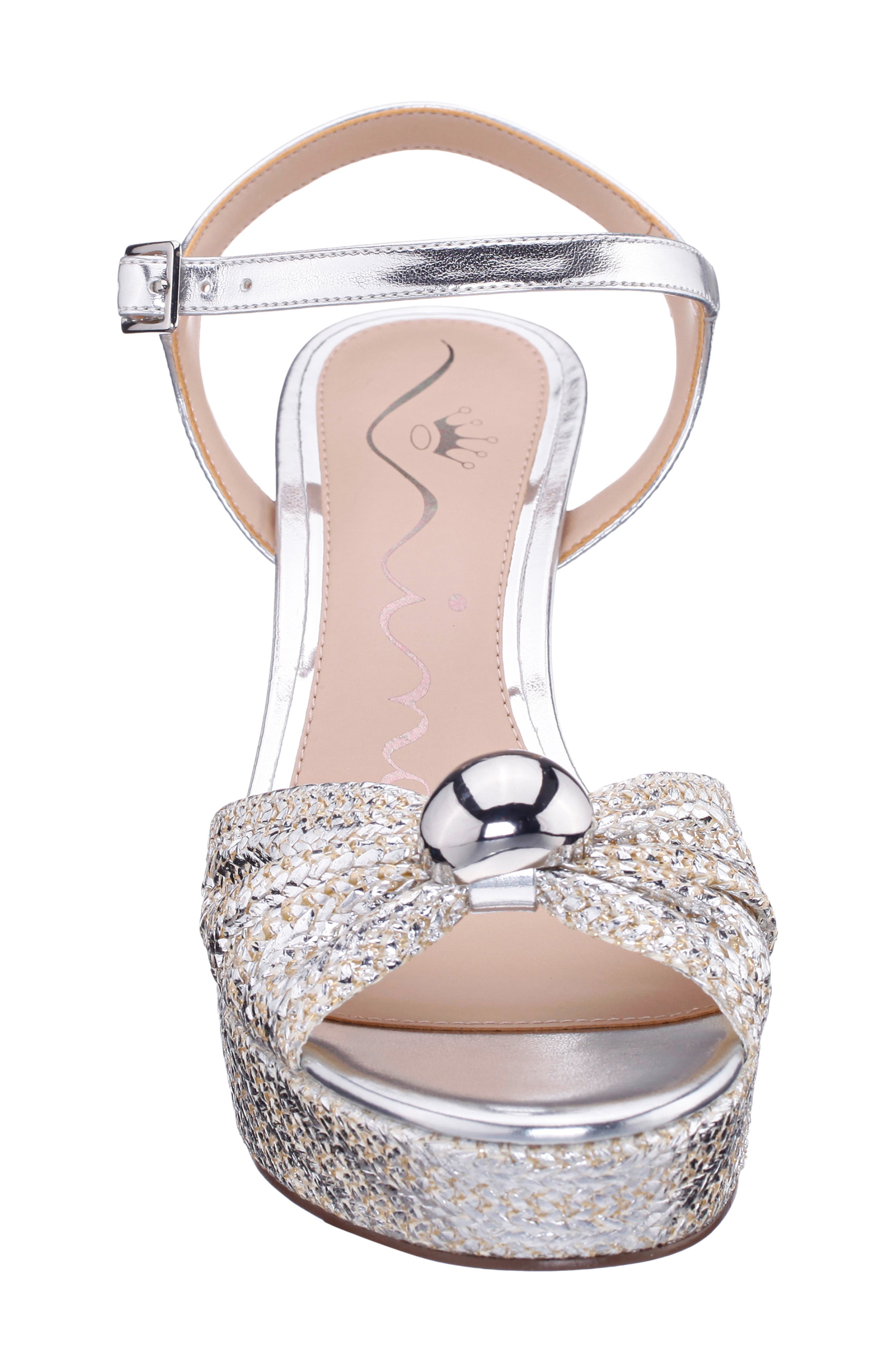 Nina Metallic Block Heel Platform Sandal, Alternate, color, Silver