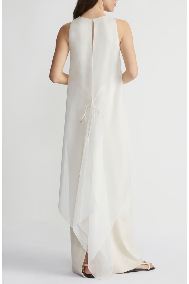 Tie Back Overlay Sleeveless Silk Column Gown, Alternate, color, CLOUD