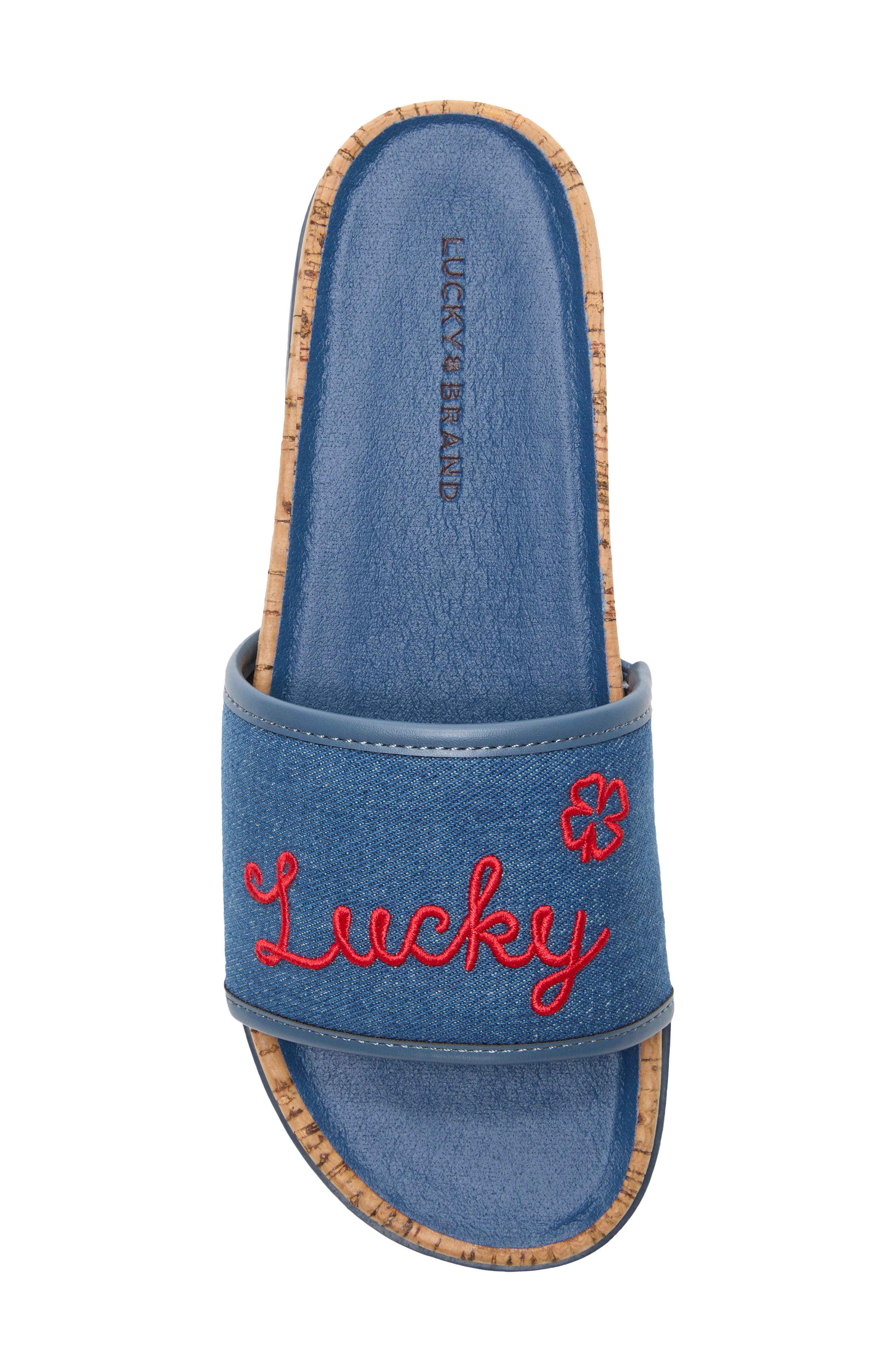 Lucky Brand Dylina Slide Sandal, Alternate, color, Light Wash