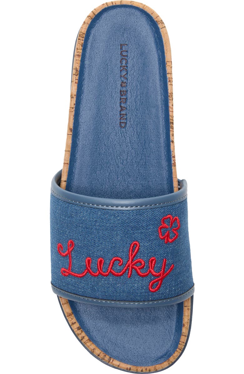 Lucky Brand Dylina Slide Sandal, Alternate, color, Light Wash