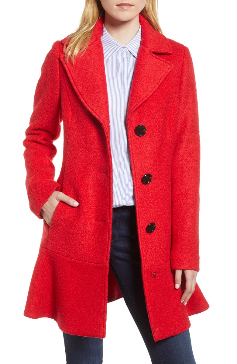 Kensie Notch Lapel Peplum Coat, Main, color,