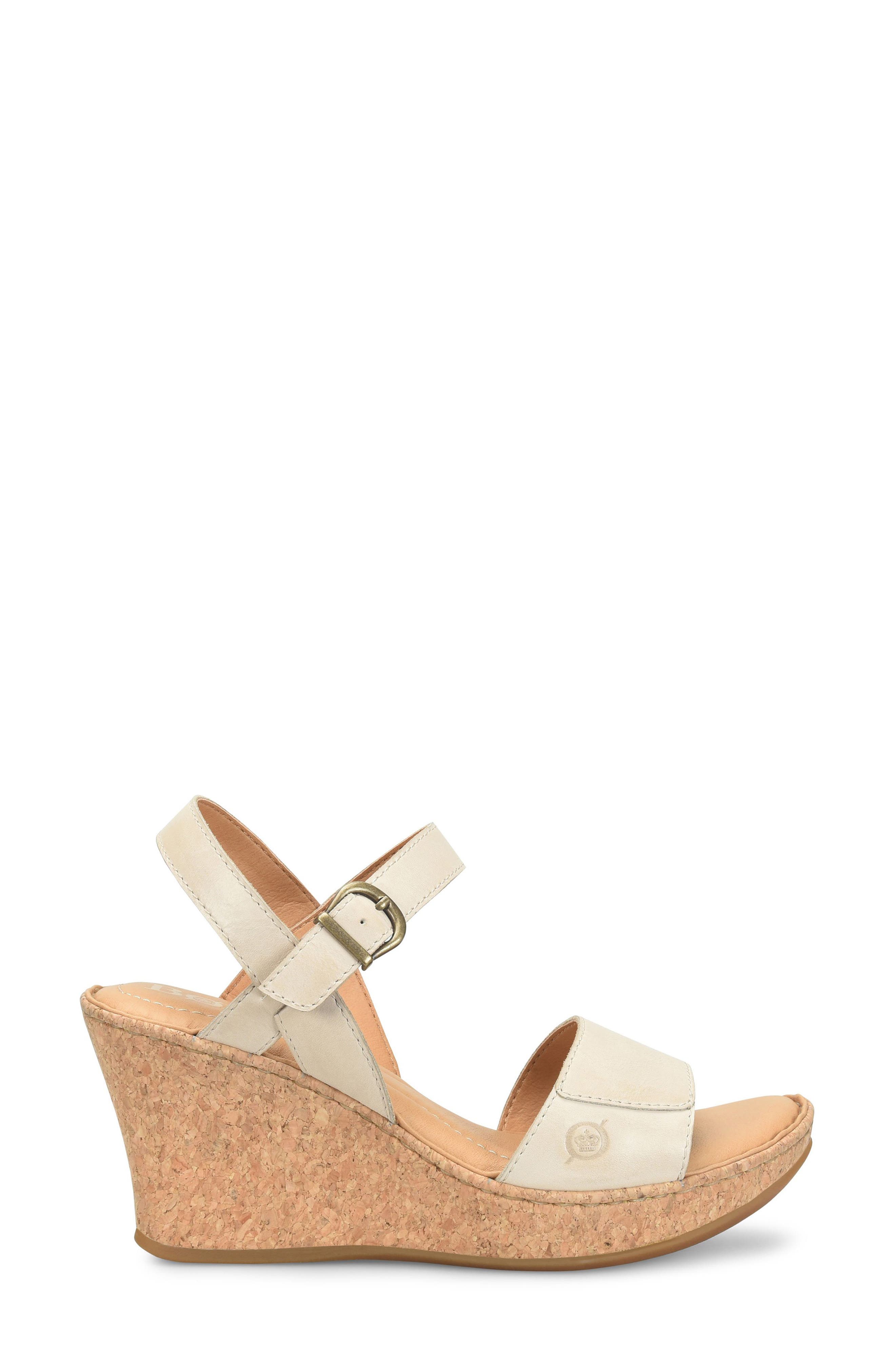 Børn Janine Platform Wedge Sandal, Alternate, color, Cream Leather