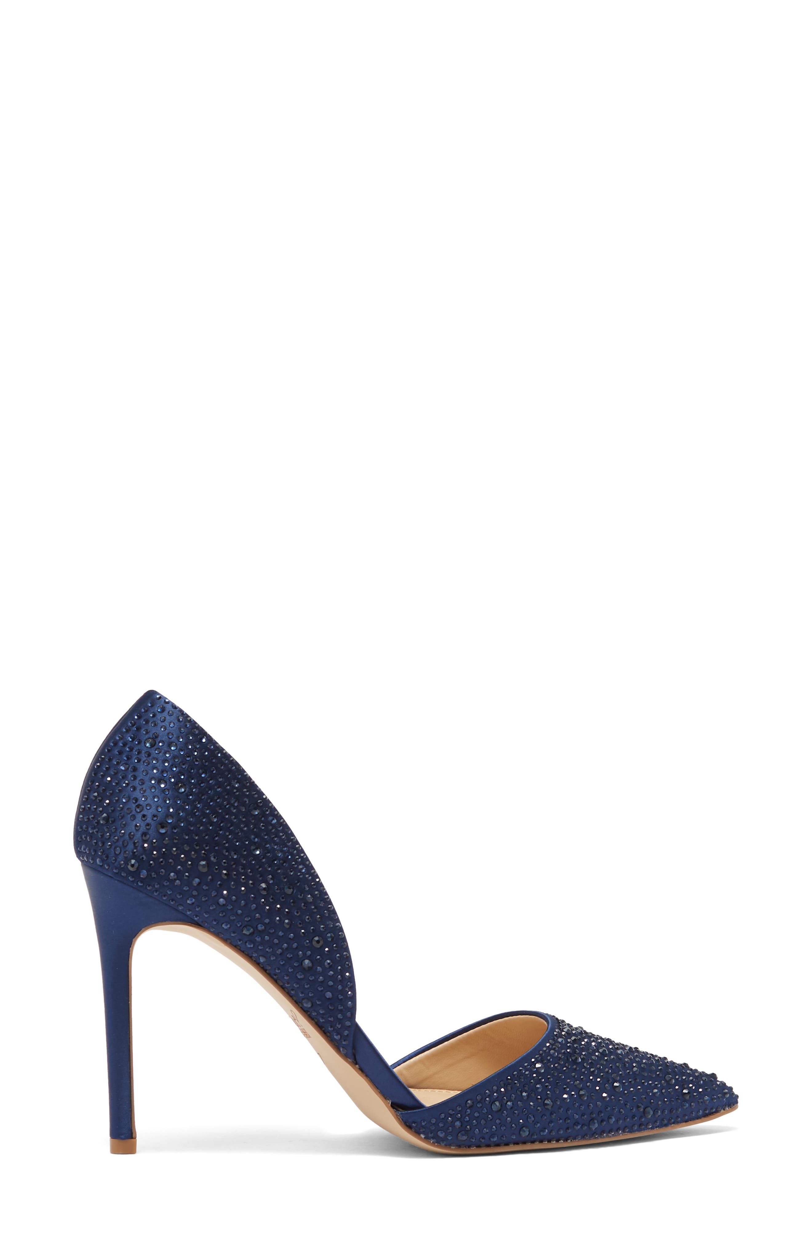 Justise Embellished Satin d'Orsay Pump, Alternate, color, NVYSAT